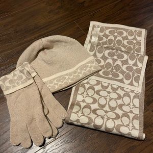 Authentic Coach winter set. Matching beanie, scarf, gloves.